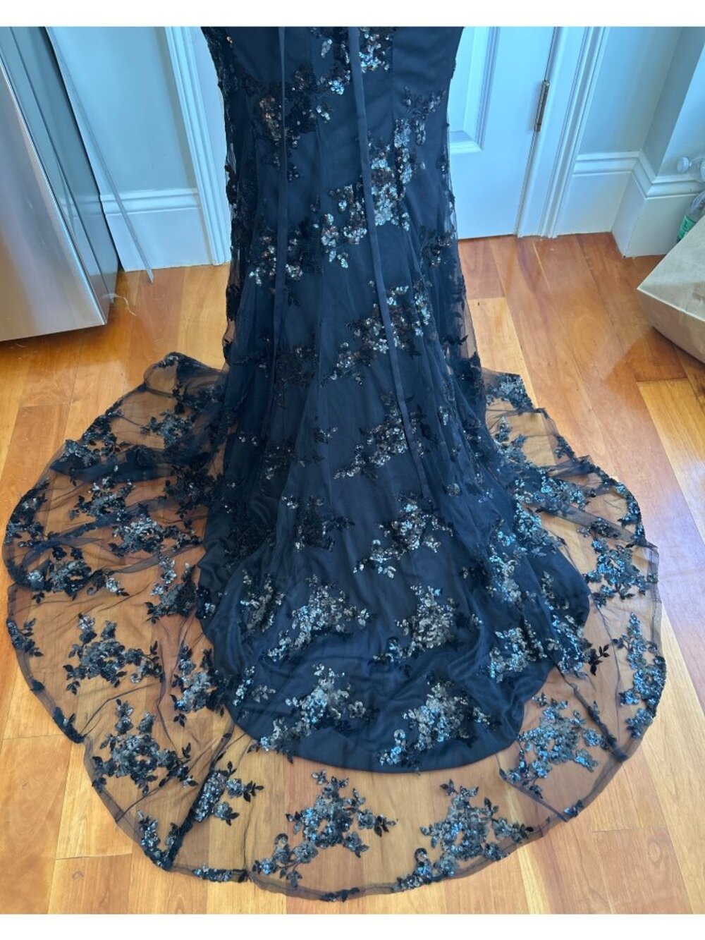 NWT Stacee’s Black Floral Whimsygoth Gown Sz 0 Sheer Lace Overlay Prom Dress - Picture 13 of 13